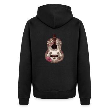 Gitarre Musikinstrument Zupfinstrument Gitarrist - Unisex Premium Bio Zip Hoodie - Schwarz - Hinten - Nico (187cm)