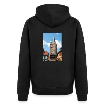 Schreckensturm Quedlinburg - Unisex Premium Bio Zip Hoodie - Schwarz - Hinten - Nico (187cm)