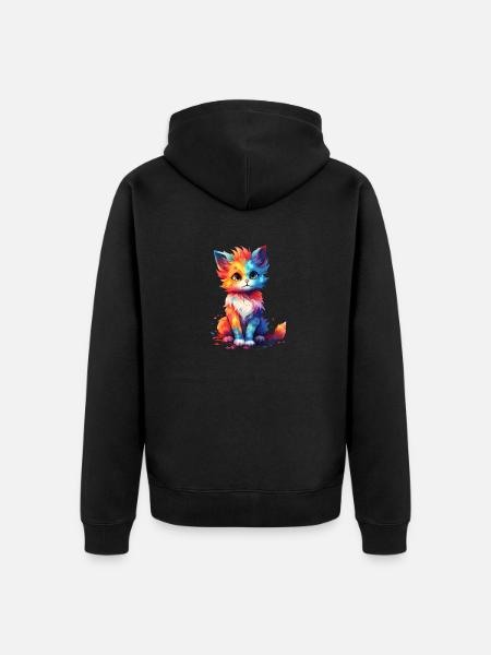 Mignon Rainbow Kitty Shirt Design - Veste à capuche bio Premium Unisexe - noir