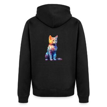 Sweet Cat Graphic Shirts - Unisex Premium Organic Zip Hoodie - black - Back - Nico (187cm)