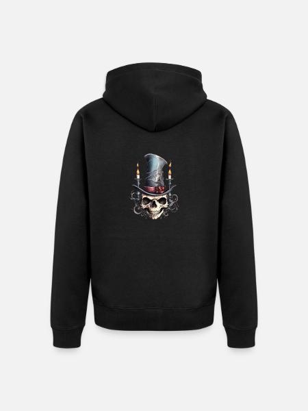 Skull Cylinder Drawing - Unisex Premium Organic Zip Hoodie - black