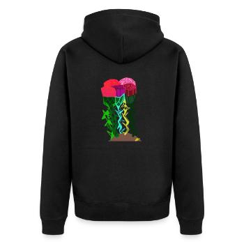 ROSEN UND DORNEN - Unisex Premium Bio Zip Hoodie - Schwarz - Hinten - Nico (187cm)