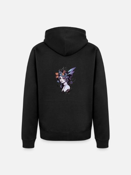Fairy Aquarel Tekening - Uniseks Premium bio ziphoodie - zwart