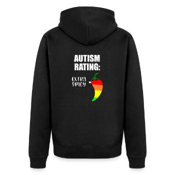 Autismus-Einstufung - Unisex Premium Bio Zip Hoodie - Schwarz - Hinten - Nico (187cm)