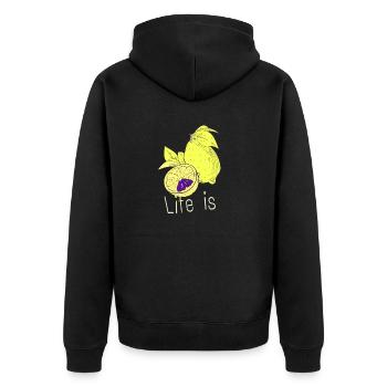 Life is so beautiful ans colorful! - Unisex Premium Bio Zip Hoodie - Schwarz - Hinten - Nico (187cm)