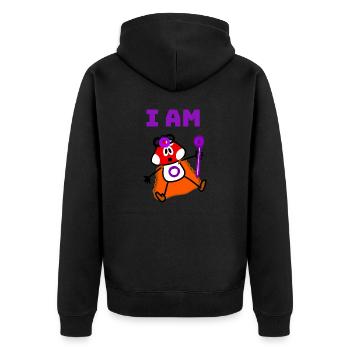 I am O! - Unisex Premium Bio Zip Hoodie - Schwarz - Hinten - Nico (187cm)