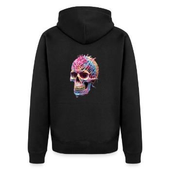 Trippy Skull Skull 3D Punk Pop coloré - Veste à capuche bio Premium Unisexe - noir - Dos - Nico (187cm)