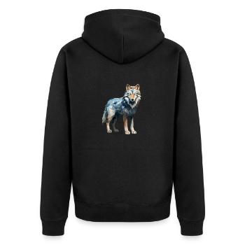 Wolf Geometric Drawing - Unisex Premium Organic Zip Hoodie - black - Back - Nico (187cm)