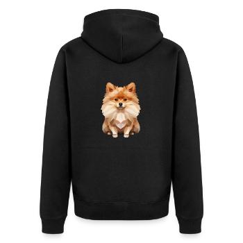 Zwergspitz Geometrisch Zeichnung - Unisex Premium Bio Zip Hoodie - Schwarz - Hinten - Nico (187cm)