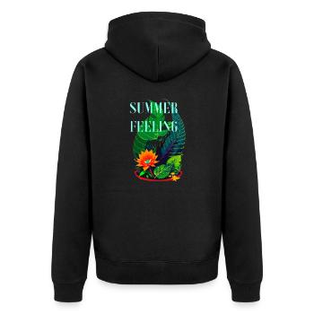 SUMMER FEELING - Unisex Premium Organic Zip Hoodie - black - Back - Nico (187cm)