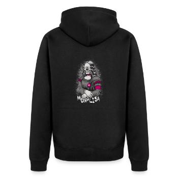 Mona Lisa - Unisex Premium Bio Zip Hoodie - Schwarz - Hinten - Nico (187cm)