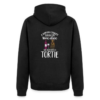 Schildpatt Katze Tortoiseshell Cat Tortie - Unisex Premium Bio Zip Hoodie - Schwarz - Hinten - Nico (187cm)