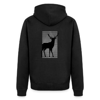 Deer - Unisex Premium Organic Zip Hoodie - black - Back - Nico (187cm)