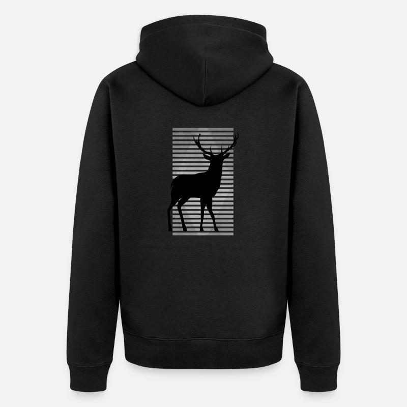 Hirsch - Unisex Premium Bio Zip Hoodie - Schwarz