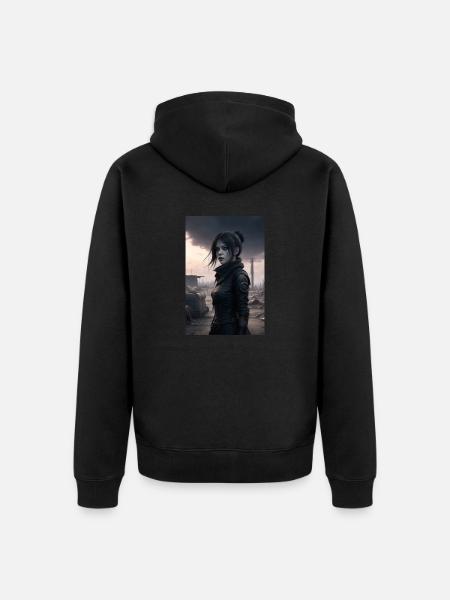 Goth Anime Girl - Unisex Premium Organic Zip Hoodie - black