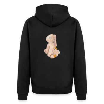 Samtkaninchen Spielzeug Aquarellmalerei - Unisex Premium Bio Zip Hoodie - Schwarz - Hinten - Nico (187cm)