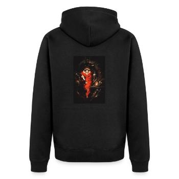 Anime lying leaf girl - Unisex Premium Bio Zip Hoodie - Schwarz - Hinten - Nico (187cm)