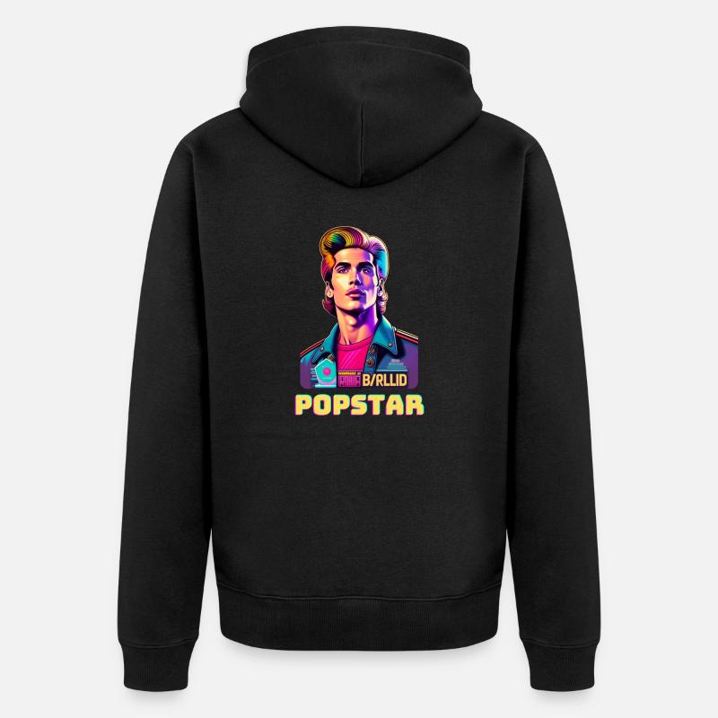 Popstar rétro - Veste à capuche bio Premium Unisexe - noir