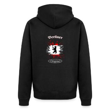 Berliner Original - Unisex Premium Bio Zip Hoodie - Schwarz - Hinten - Nico (187cm)