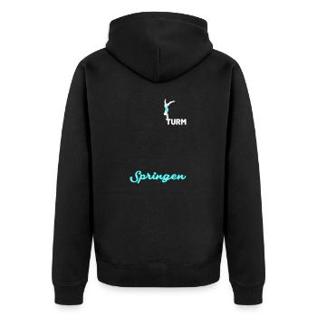 Turmspringen sport Motiv - Unisex Premium Bio Zip Hoodie - Schwarz - Hinten - Nico (187cm)