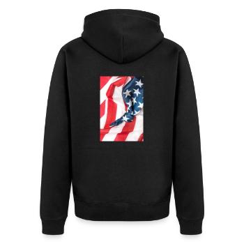 American flag with knot - Unisex Premium Organic Zip Hoodie - black - Back - Nico (187cm)