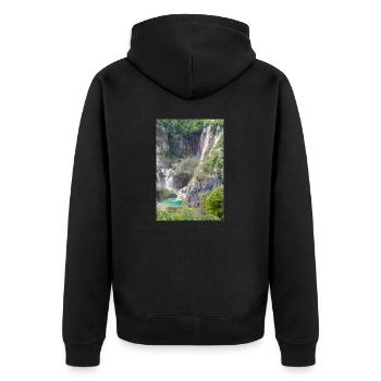 Veliki Slap Wasserfall Nationalpark Plitvicer Seen - Unisex Premium Bio Zip Hoodie - Schwarz - Hinten - Nico (187cm)