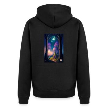 Magisches Paradis - Unisex Premium Bio Zip Hoodie - Schwarz - Hinten - Nico (187cm)