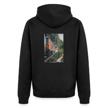 Train Train - Unisex Premium Organic Zip Hoodie - black - Back - Nico (187cm)