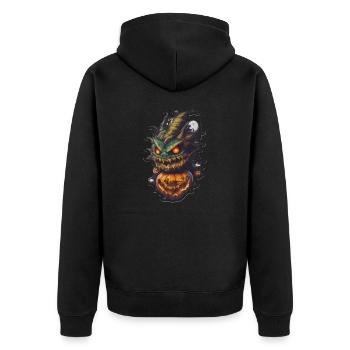 Helloween Pumpkin Monster - Unisex Premium Organic Zip Hoodie - black - Back - Nico (187cm)