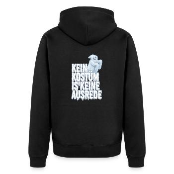 Kein Kostüm ist keine Ausrede - Unisex Premium Bio Zip Hoodie - Schwarz - Hinten - Nico (187cm)