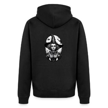 Klassische Hexe 19 - Unisex Premium Bio Zip Hoodie - Schwarz - Hinten - Nico (187cm)