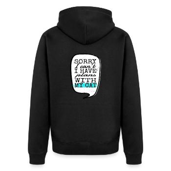 pet cat cats jokes kitty persian cat - Unisex Premium Bio Zip Hoodie - Schwarz - Hinten - Nico (187cm)