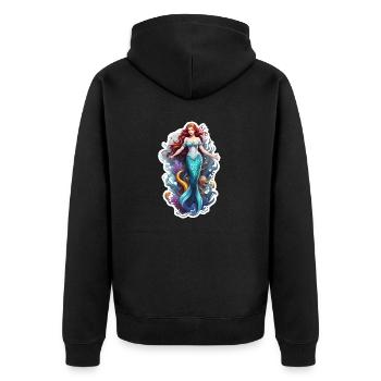 Meerjungfrau / Nixe / Fabelwesen / Flosse / Meer - Unisex Premium Bio Zip Hoodie - Schwarz - Hinten - Nico (187cm)