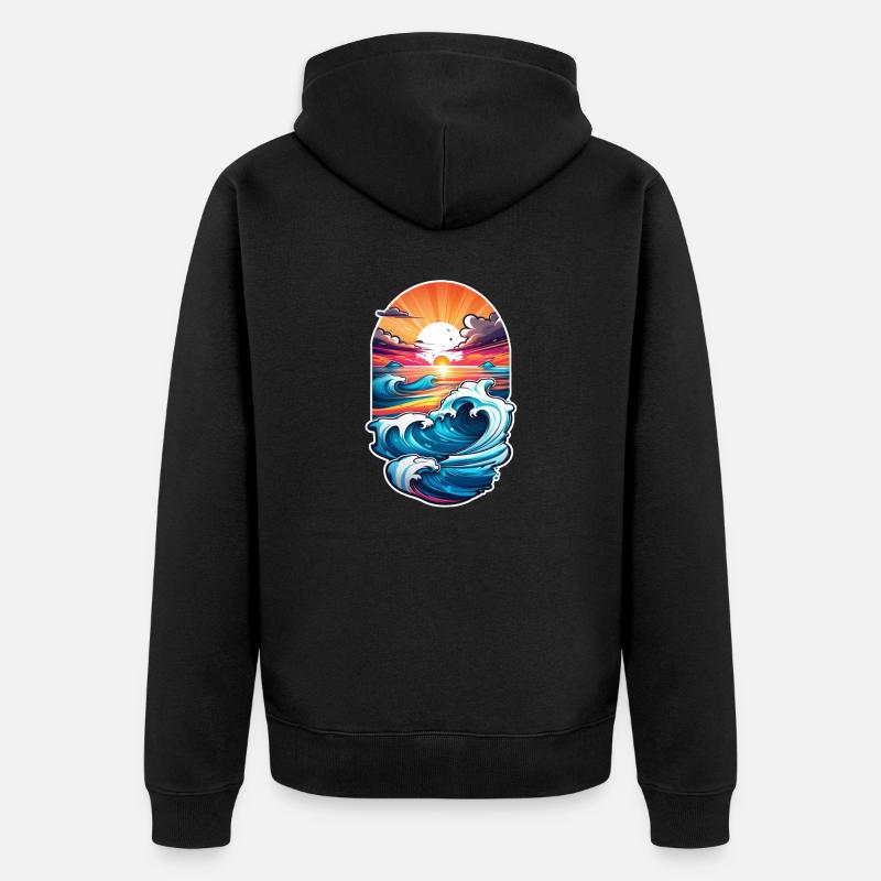 vague - été - vacances - Veste à capuche bio Premium Unisexe - noir
