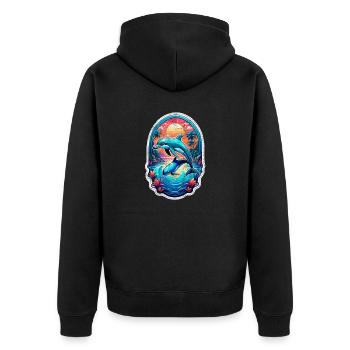 Delfin & Ozean - Unisex Premium Bio Zip Hoodie - Schwarz - Hinten - Nico (187cm)