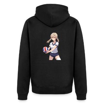 Manga Volleyball Mädchen - Unisex Premium Bio Zip Hoodie - Schwarz - Hinten - Nico (187cm)