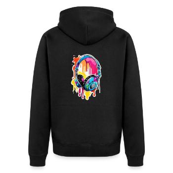 Kopfhörer / Audio / Musik / Klang / Studio / cool - Unisex Premium Bio Zip Hoodie - Schwarz - Hinten - Nico (187cm)