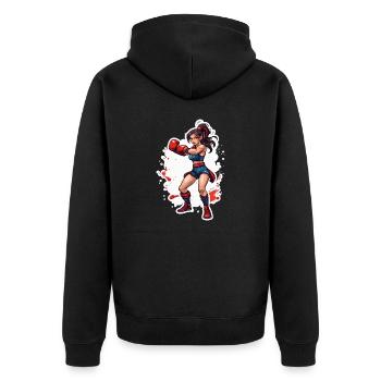 Boxeur / Sports / Combat / Arène / Ring de boxe / Poings - Veste à capuche bio Premium Unisexe - noir - Dos - Nico (187cm)