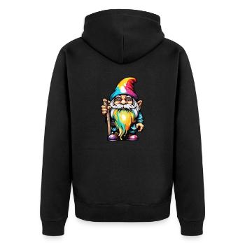 Gartenzwerg / Märchenland / Kobold / Gnom / Logo - Unisex Premium Bio Zip Hoodie - Schwarz - Hinten - Nico (187cm)