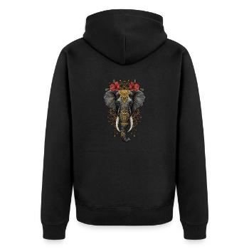 Mandala-Elefant - Unisex Premium Bio Zip Hoodie - Schwarz - Hinten - Nico (187cm)