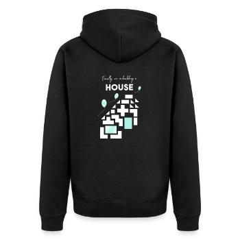 building a house - Unisex Premium Organic Zip Hoodie - black - Back - Nico (187cm)