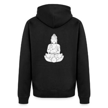 Buddha Monk Namaste Buddhism I Gift - Unisex Premium Organic Zip Hoodie - black - Back - Nico (187cm)