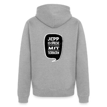 geburtstag spaß cool hunderassen spruch lieben - Unisex Premium Bio Zip Hoodie - Grau meliert - Hinten - Nico (187cm)