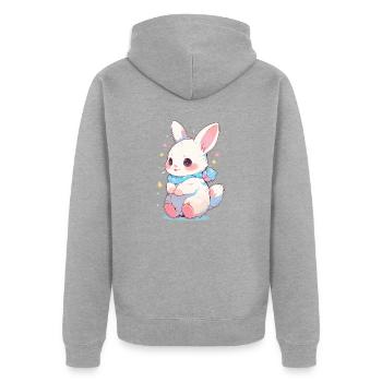 Hase Ostern Süß - Unisex Premium Bio Zip Hoodie - Grau meliert - Hinten - Nico (187cm)