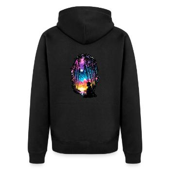 Silhouette / Wald / Porträt / Bäume / Person - Unisex Premium Bio Zip Hoodie - Schwarz - Hinten - Nico (187cm)