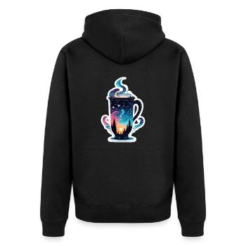 Silhouette / Forêt / Portrait / Arbres / Mug - Veste à capuche bio Premium Unisexe - noir - Dos - Nico (187cm)