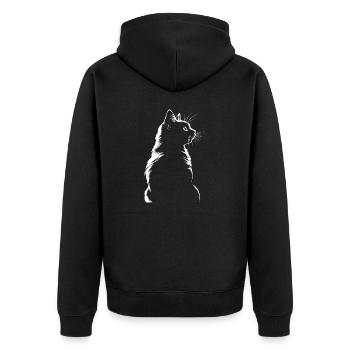 Cat, Cat Motif - Unisex Premium Organic Zip Hoodie - black - Back - Nico (187cm)