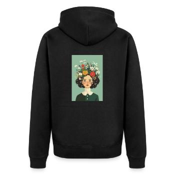 Bad Hair Day? Ansichtssache! | AI generated - Unisex Premium Bio Zip Hoodie - Schwarz - Hinten - Nico (187cm)