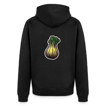 Lebensmittel / Gemüse / Markt / Vitamine / Design - Unisex Premium Bio Zip Hoodie - Schwarz - Hinten - Nico (187cm)