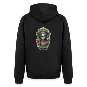 Tiki / Hawaï / Tropical / Île / Culture / Logo - Veste à capuche bio Premium Unisexe - noir - Dos - Nico (187cm)